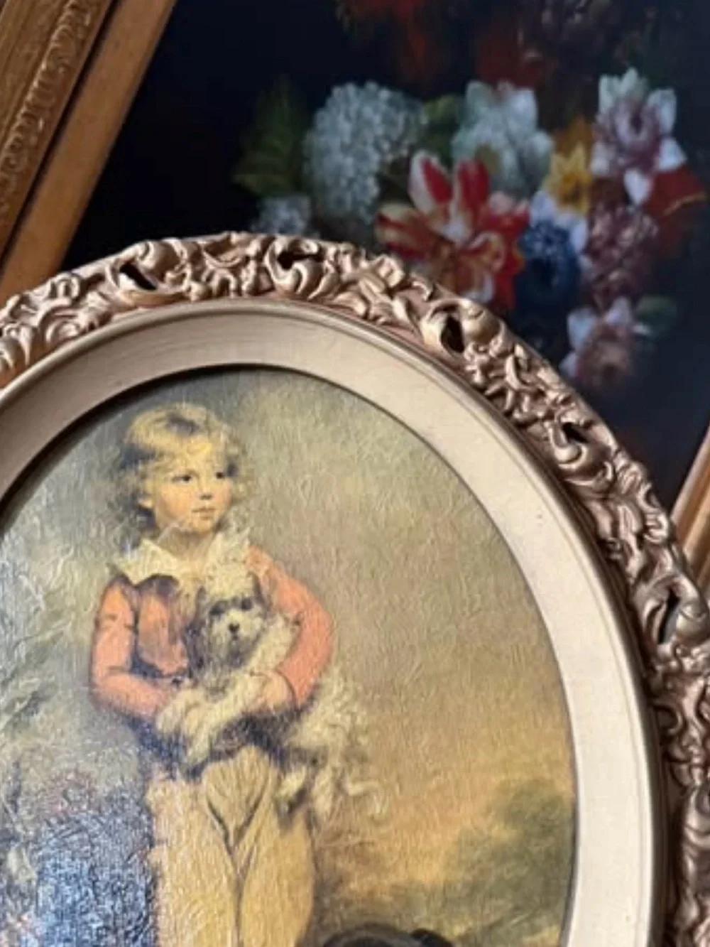Vintage wood frame with textured print - Picture 2 of 6